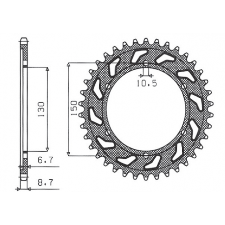 SUNSTAR ZĘBATKA TYLNA 860 39 YAMAHA XJR1300`02-03, FJ1200`91-96 (JTR859.39) (ŁAŃC. 530) (86039JT)